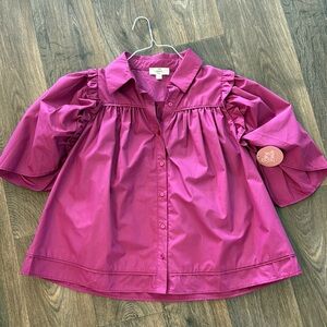 Who What Wear Magenta Puff Sleeve Blouse